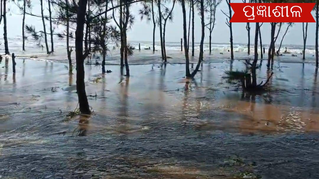 ଶିଆଳି ବେଳାଭୂମିରେ ଉଗ୍ରରୂପ ଧାରଣ କଲା ସମୁଦ୍ର ଜୁଆର, ଭୟରେ ସ୍ଥାନୀୟ ଲୋକେ